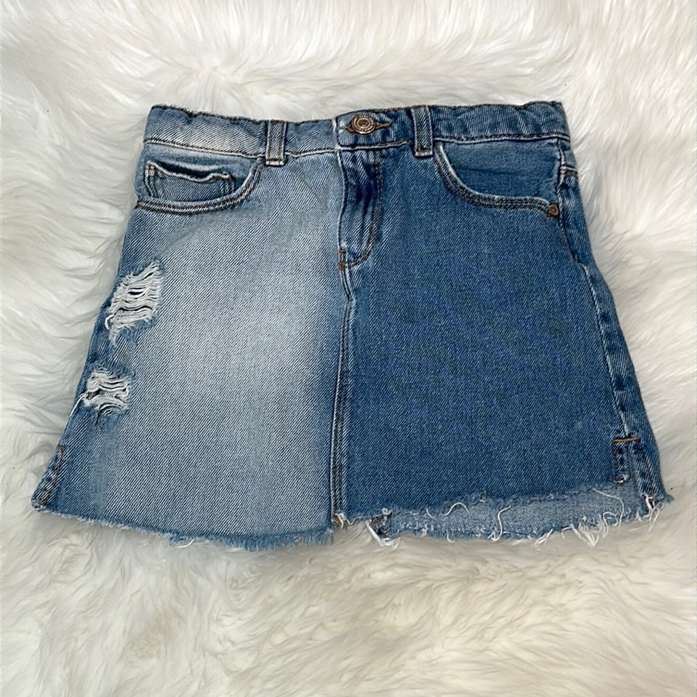 Zara distressed denim skirt